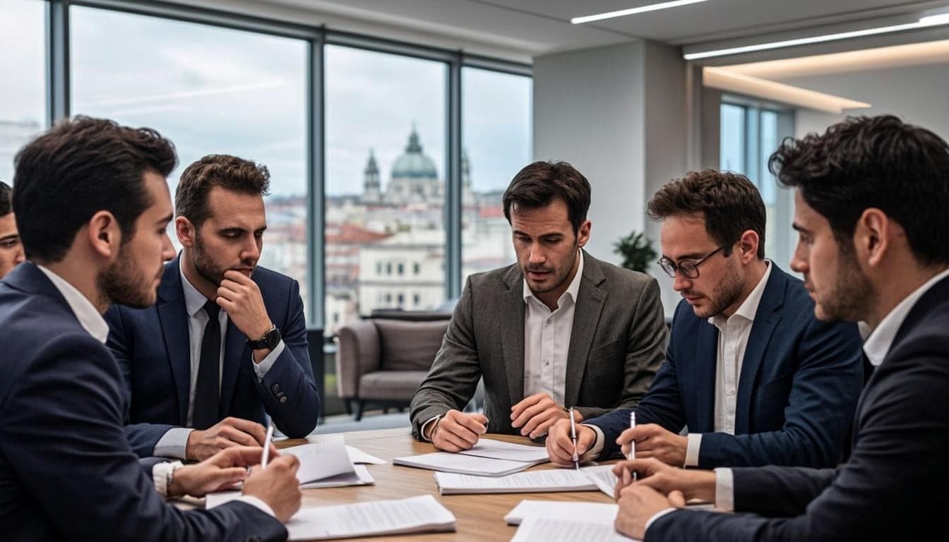 متخصصان کسبوکار در جلسهٔ کاری برای ثبت شرکت در بوداپست